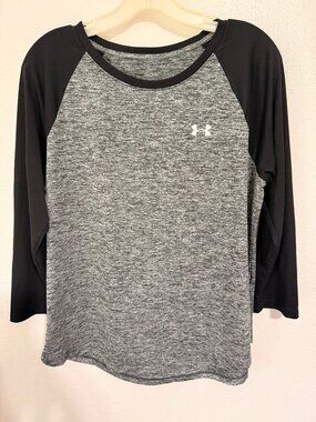 Under Armour Womans Gray Heathered Baseball shirt Raglan Size L